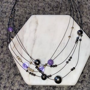 Purple and black layered necklace